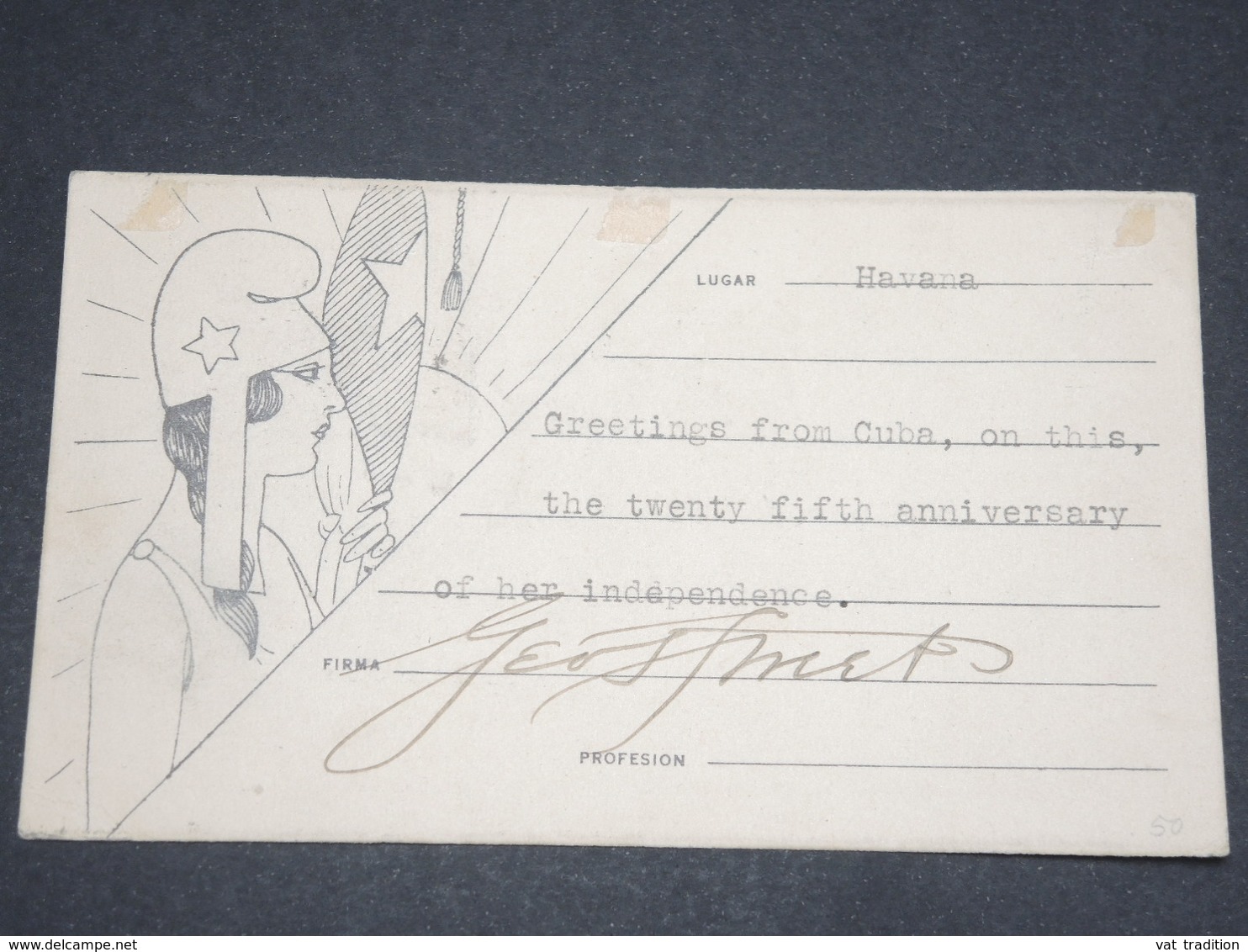 CUBA - Carte Souvenir Des 25 Ans D'Indépendance Pour Philadelphie En 1927 - L 13003 - Lettres & Documents