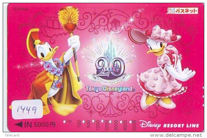 Carte Prépayée Japon  (1449)  DISNEY * TOKYO DISNEYLAND * RESORT LINE * DONALD &amp; DAISY * JAPAN PREPAID CARD * Train - Disney