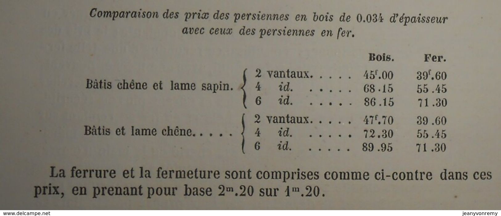 Plan De Persiennes En Fer à Lames En Tôle. 1860 - Opere Pubbliche