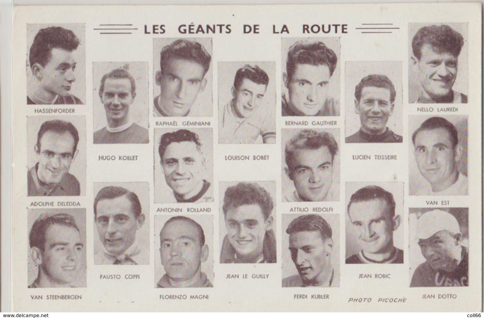 Les Géants De La Route Tour De France Carton Portraits Cyclistes éditeur Sans 9.5x14.cm Modele (A) Bobet Etc - Cyclisme