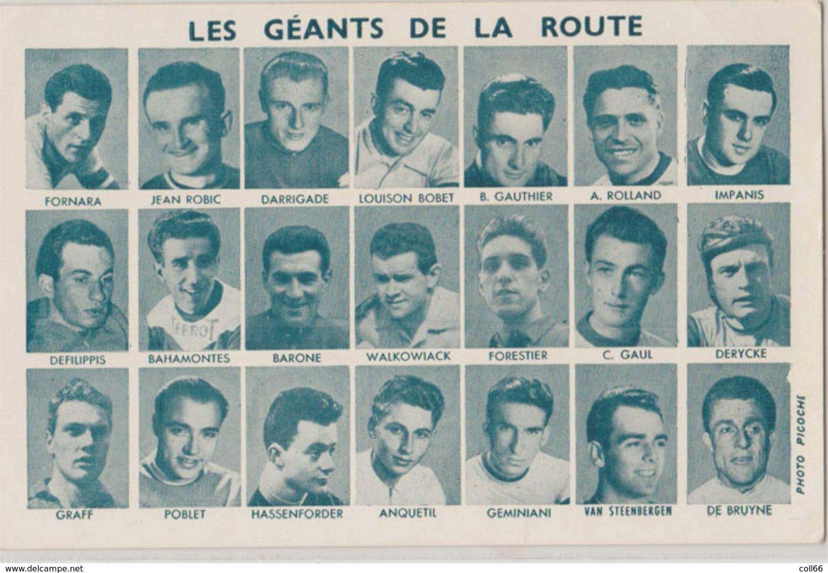 Les Géants De La Route Tour De France Carton Portraits Cyclistes éditeur Sans 9.5x14.cm Modele (B) Bobet Etc - Radsport