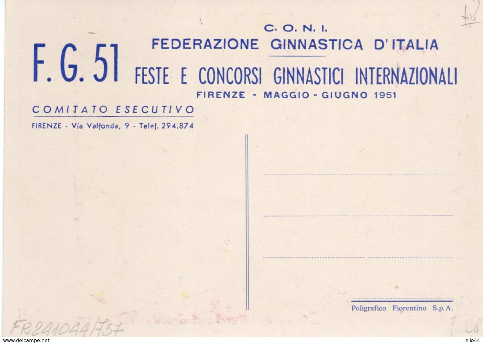 Firenze 1951 - Feste E Concorsi Ginnici Internazionali - - Atletica