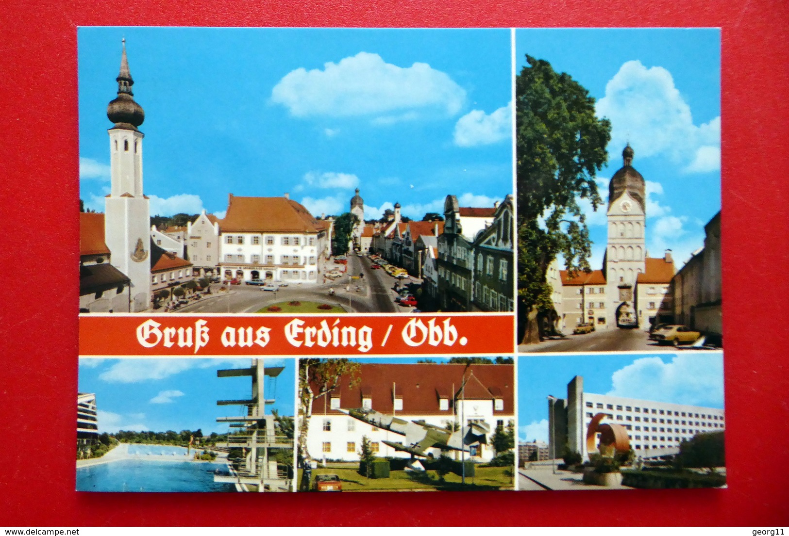 Erding - Obb. - Schwimmbad - Flugzeug - Schöner Turm - Altbayerische Herzogstadt - AK Ngl.- Bayern - Erding