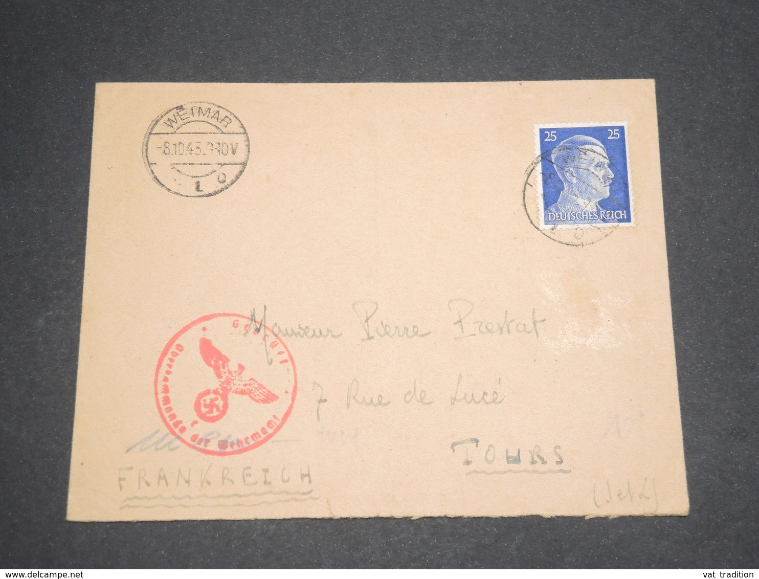 ALLEMAGNE - Enveloppe De Weimar Pour La France En 1943 - L 13015 - Lettres & Documents