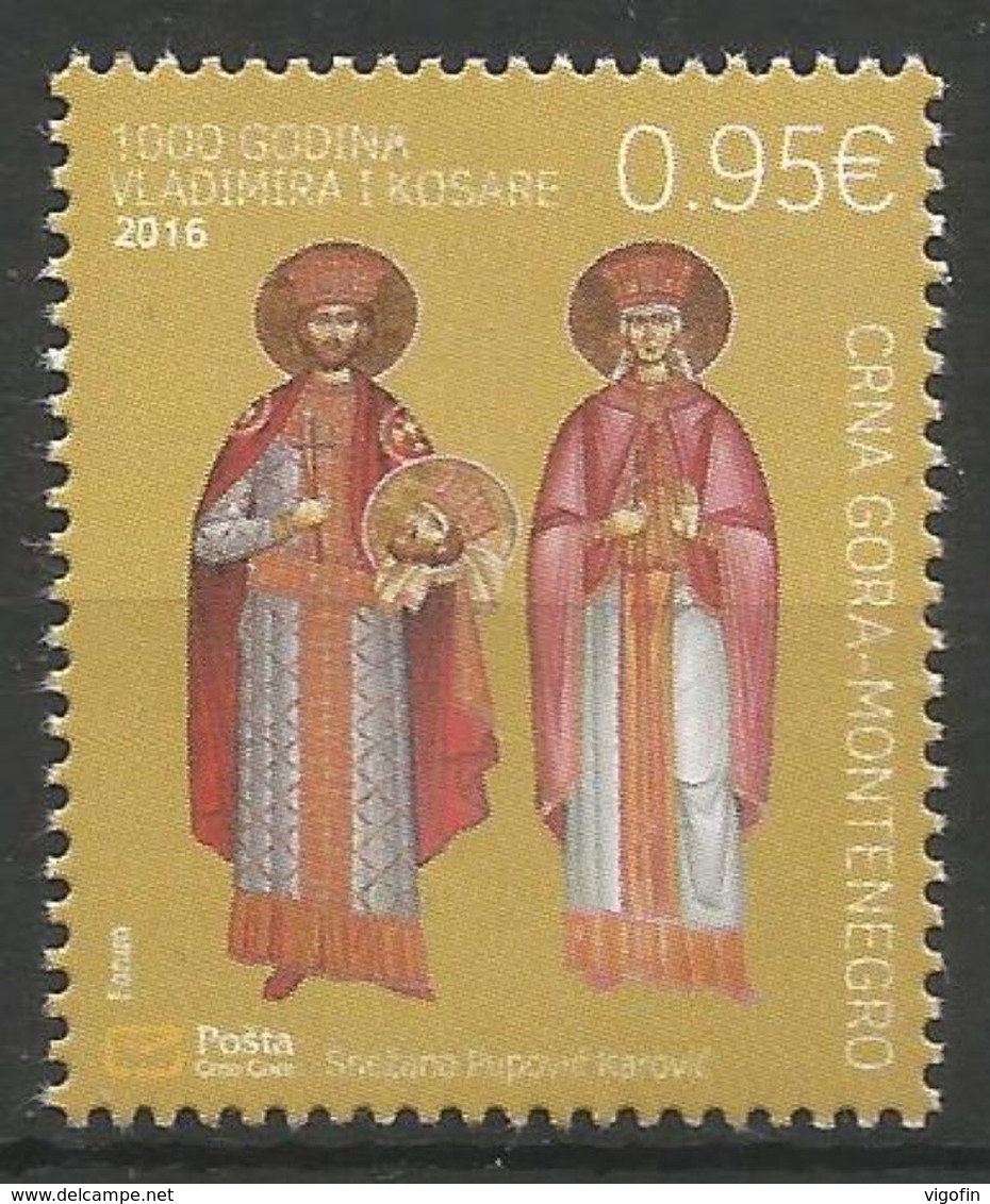 CG 2016-398 1000A°VLADIMIR & KOSARA, CRNA GORA MONTENEGRO, 1 X 1v, MNH - Montenegro