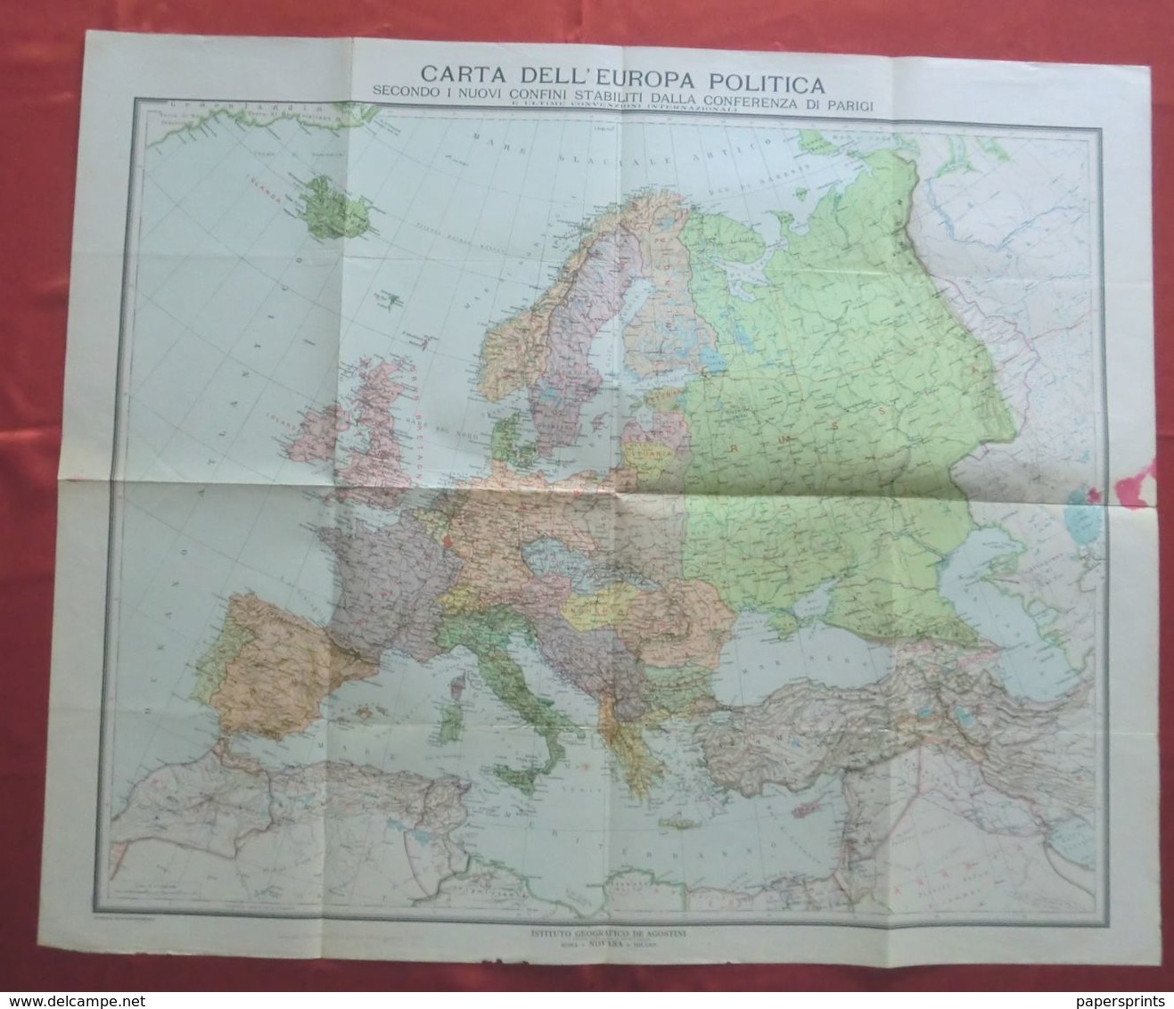 CARTA DELL'EUROPA POLITICA (1919), Istituto Geografico De Agostini Scala 1:7.500.000 - Mapas Geográficas