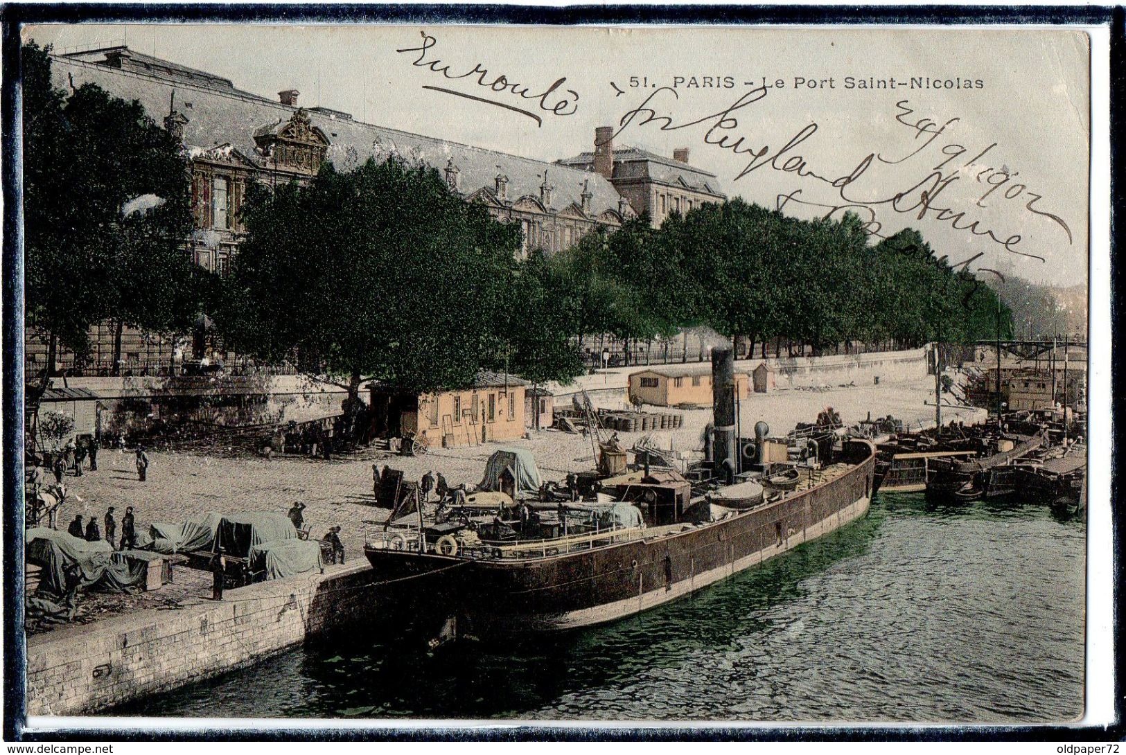 PARIS - 1 ER ARRDT - LE PORT SAINT - NICOLAS - BEAU PLAN DE BATEAU A VAPEUR - PENICHES - BATELLERIE - DOS 1900 - Arrondissement: 01