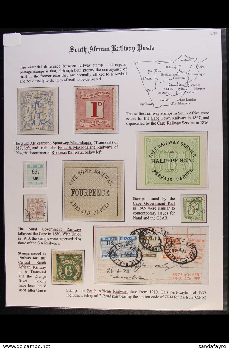 RAILWAY STAMPS OF SOUTHERN AFRICA An Attractive Collection Of 1870's To 1970's Railway Parcels Labels On A Presentation  - Other & Unclassified