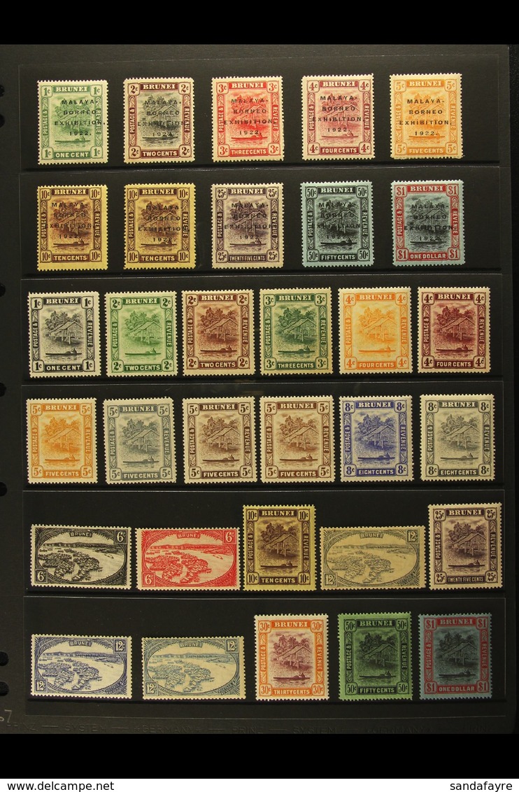 1922-37 MINT COLLECTION On A Stock Page. Includes 1922 Malaya - Borneo Exhibition Opt'd Set & 1924-37 Views Set With Som - Brunei (...-1984)