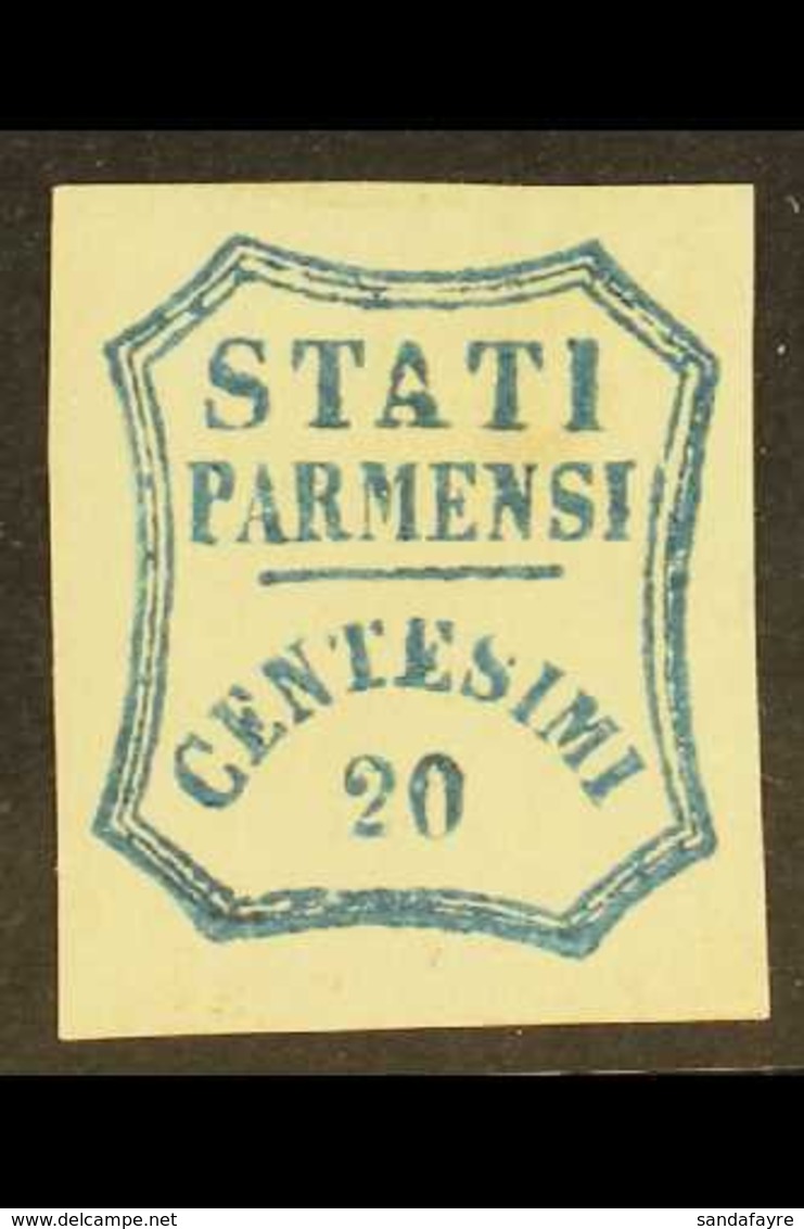 PARMA 20c Blue, Provisional Govt, Sass 15, 2nd Printing, Sass 15, Superb Mint, Large Part Og. Beautiful Stamp. For More  - Non Classificati
