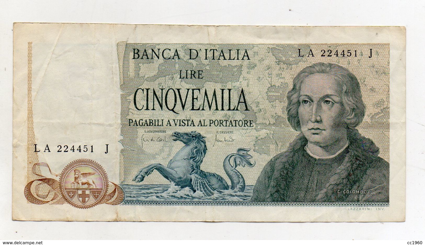 Italia - Banconota Da Lire 5.000 " Cristoforo Colombo " 3 Caravelle - Decreto 20.05.1971 - (FDC8120) - 5000 Lire