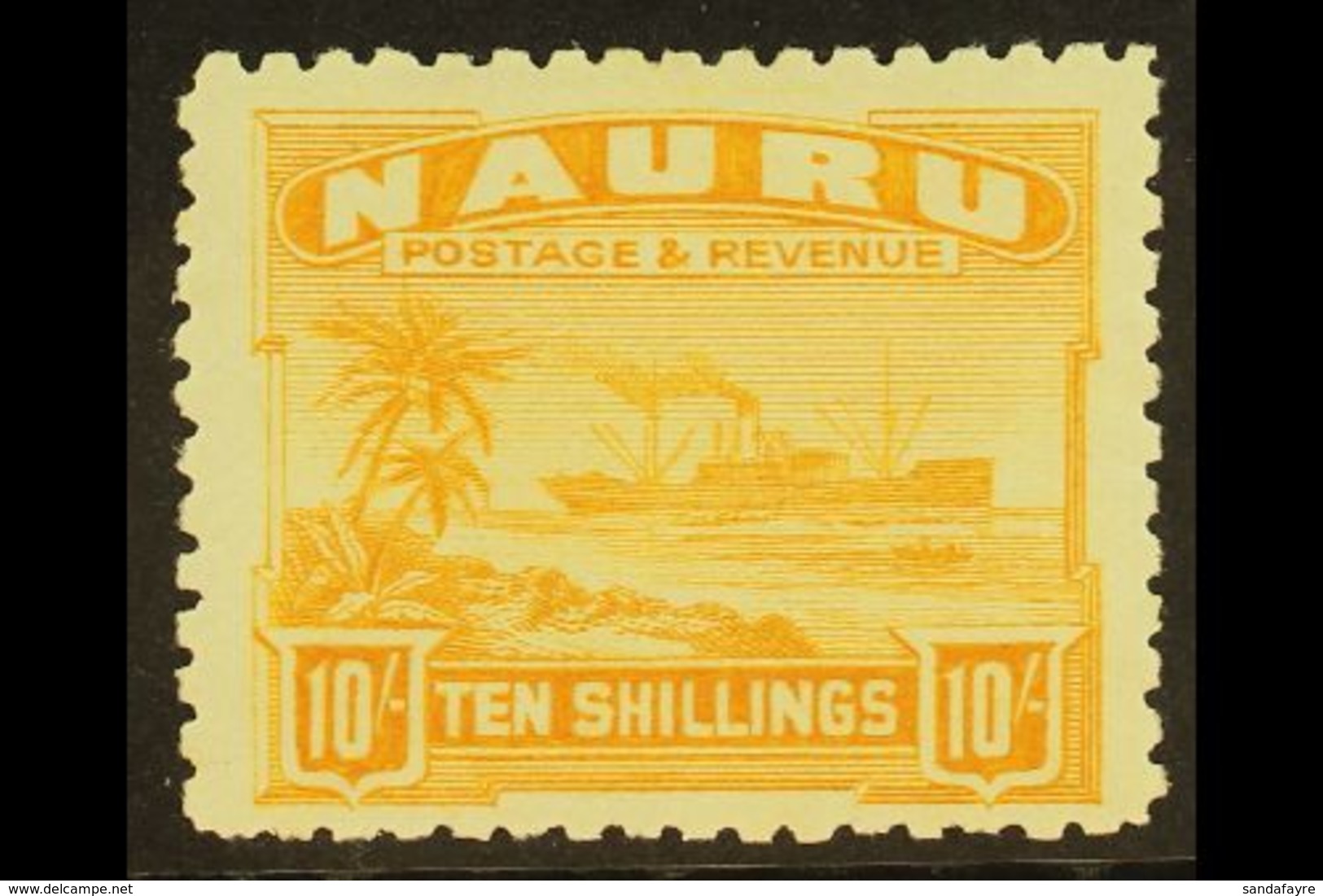 1924 10s Yellow On Rough Surfaced Paper, SG 39A, Very Fine And Fresh Mint. For More Images, Please Visit Http://www.sand - Nauru