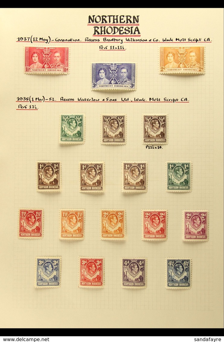 1937-63 SUPERB MINT COLLECTION Beautifully Written Up On Pages, Includes 1938-52 Defin Set With Additional Perfs And Sha - Rhodesia Del Nord (...-1963)