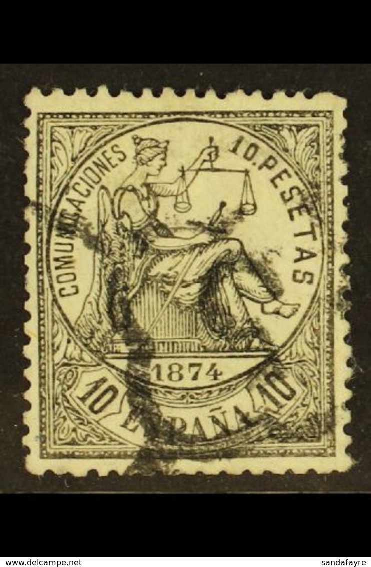 1874 10p Black "Justice" Allegory, SG 226,  Used With Neat Arana "5" Cancel Of Granada. Tiny Hinge Thinning Patch But Ve - Altri & Non Classificati