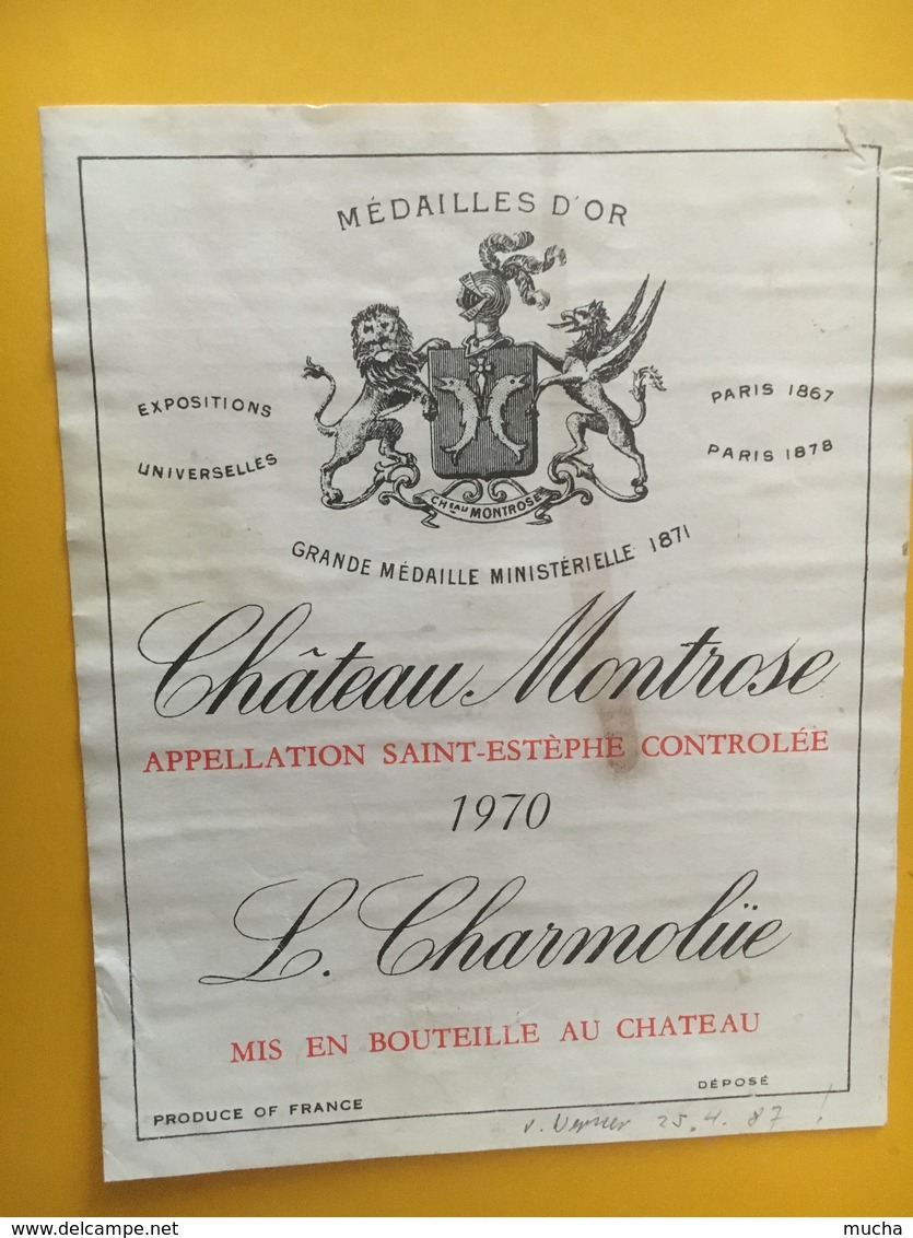 6869 - Château. Montrose 1970 Saint Estèphe Coin Déchité - Bordeaux