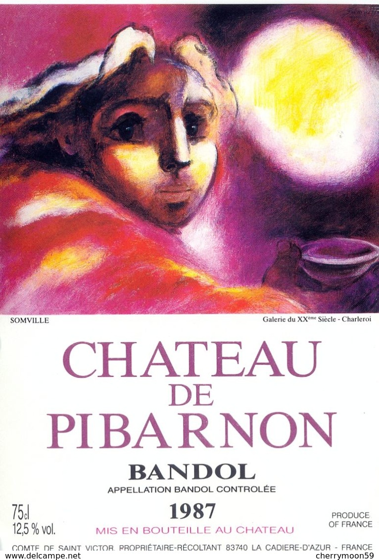 1 Etiquette Ancienne De VIN - CHATEAU DE PIBARNON 1987 - BANDOL - SOMVILLE - Arte