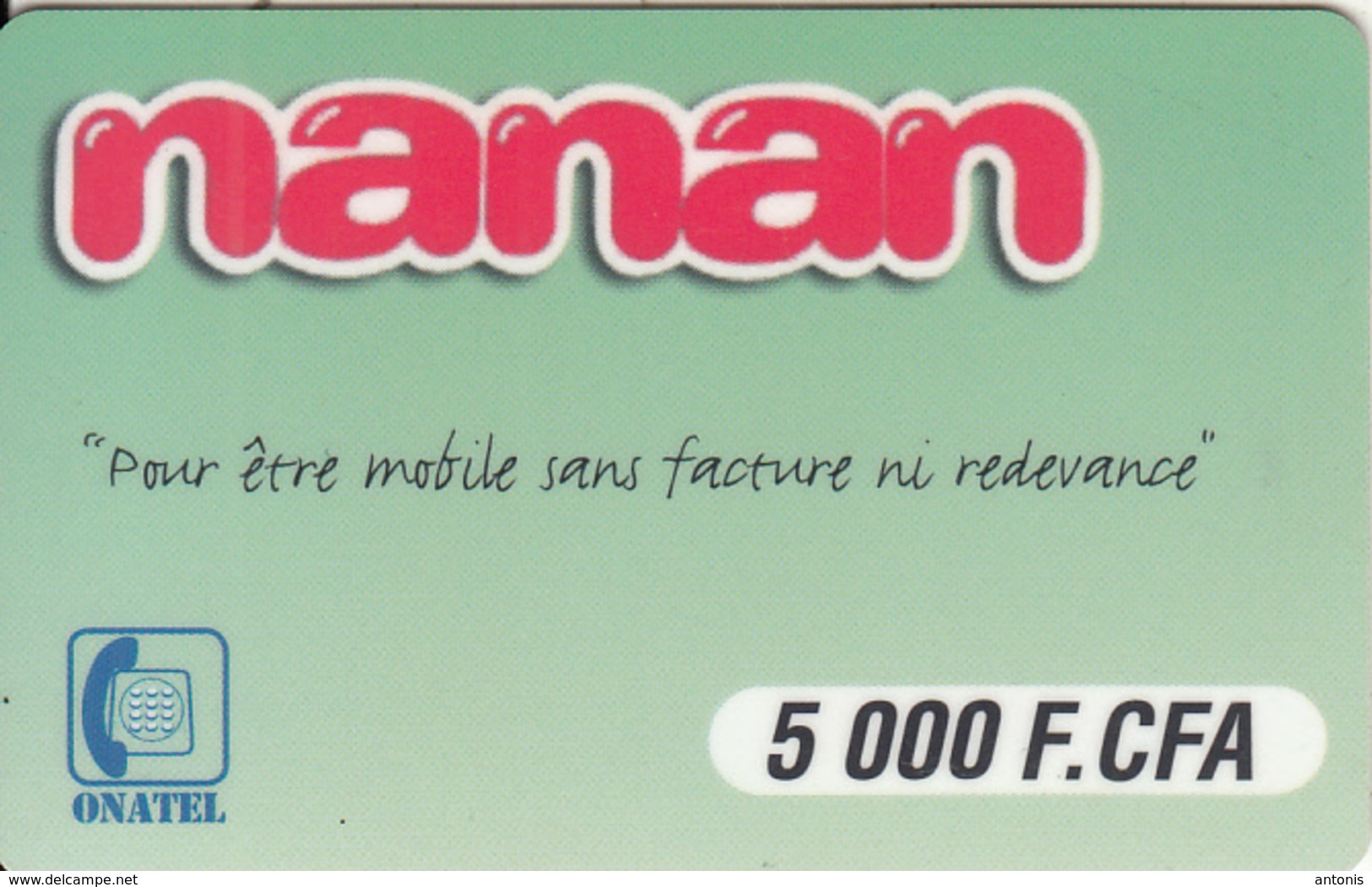 BURKINA FASO - Nanan, ONATEL Prepaid Card 5000 FCFA, CN : 5 + 3 Digits(0 With Barred), Used - Burkina Faso