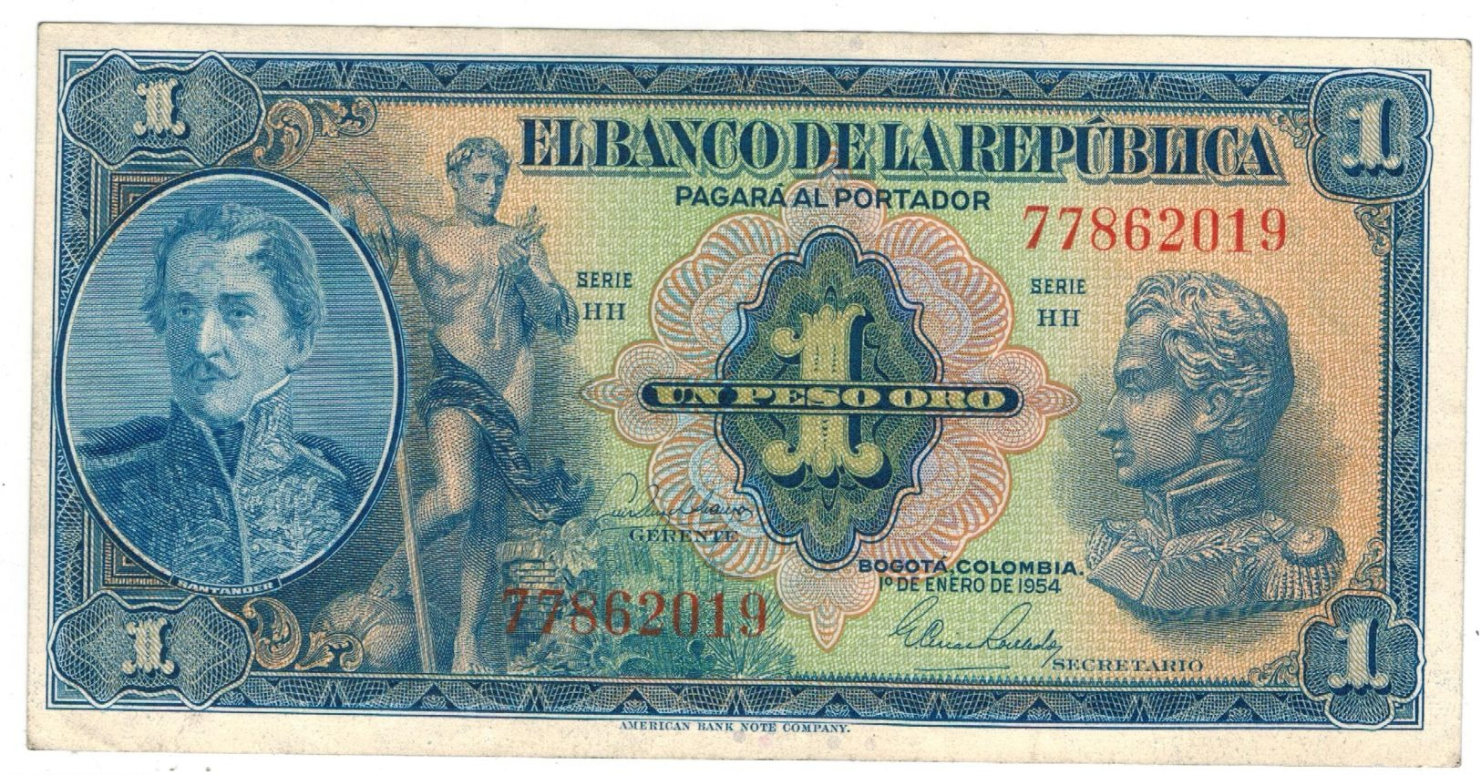 Colombia 1 Peso 1954, Crisp XF. - Colombie