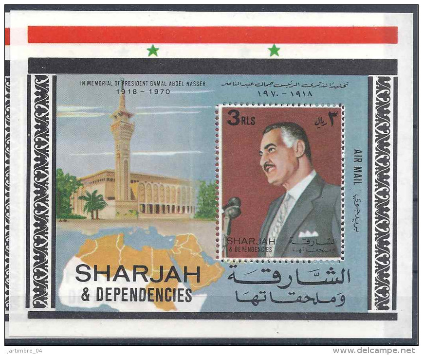 1971 SHARJAH Michel BF 83** Mémoire  De Nasser, Carte - Sharjah