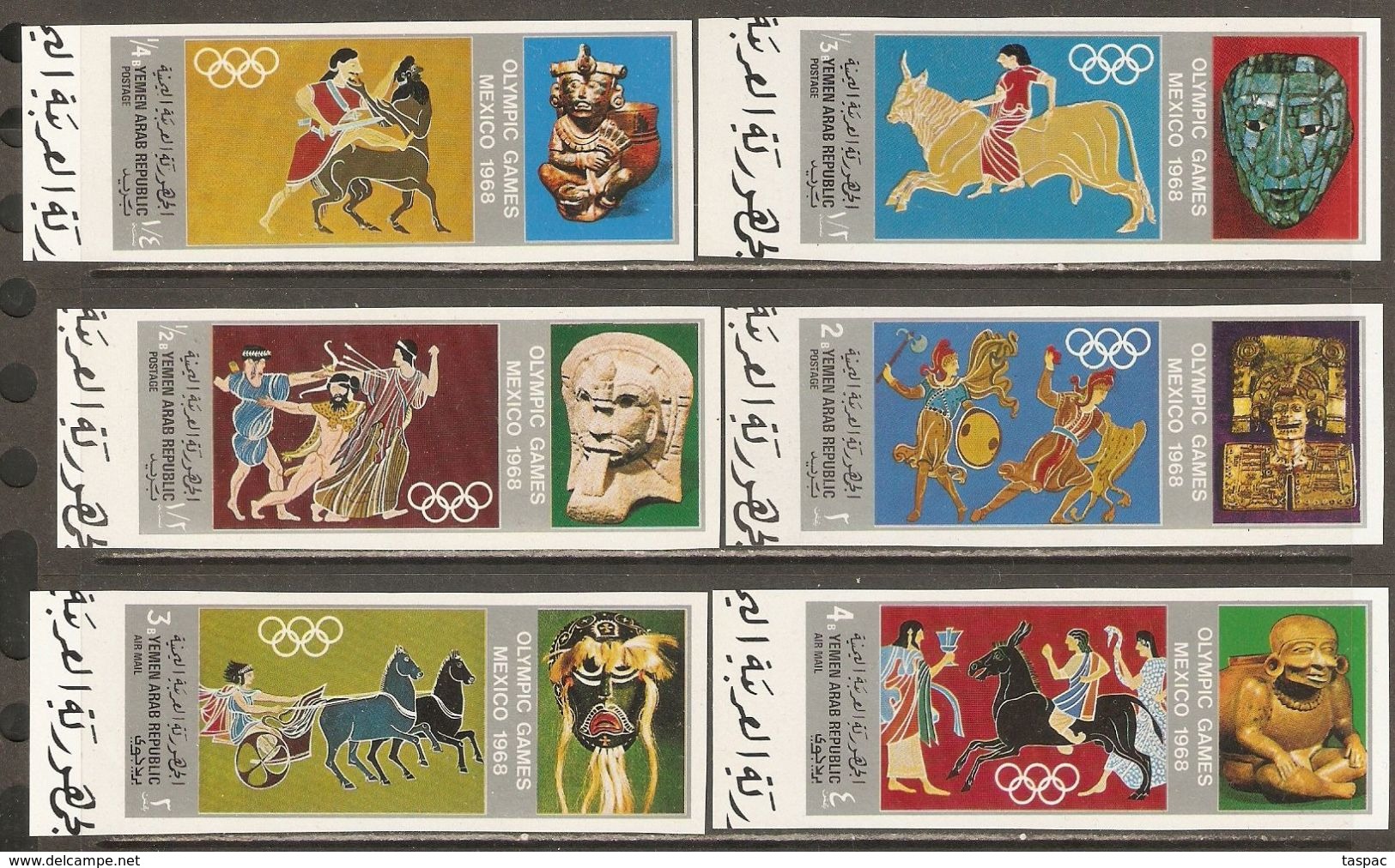 North Yemen 1968 Mi# 784-789 ** MNH - Imperf. - Summer Olympics, Mexico City / Mythology And Folklore - Sommer 1968: Mexico