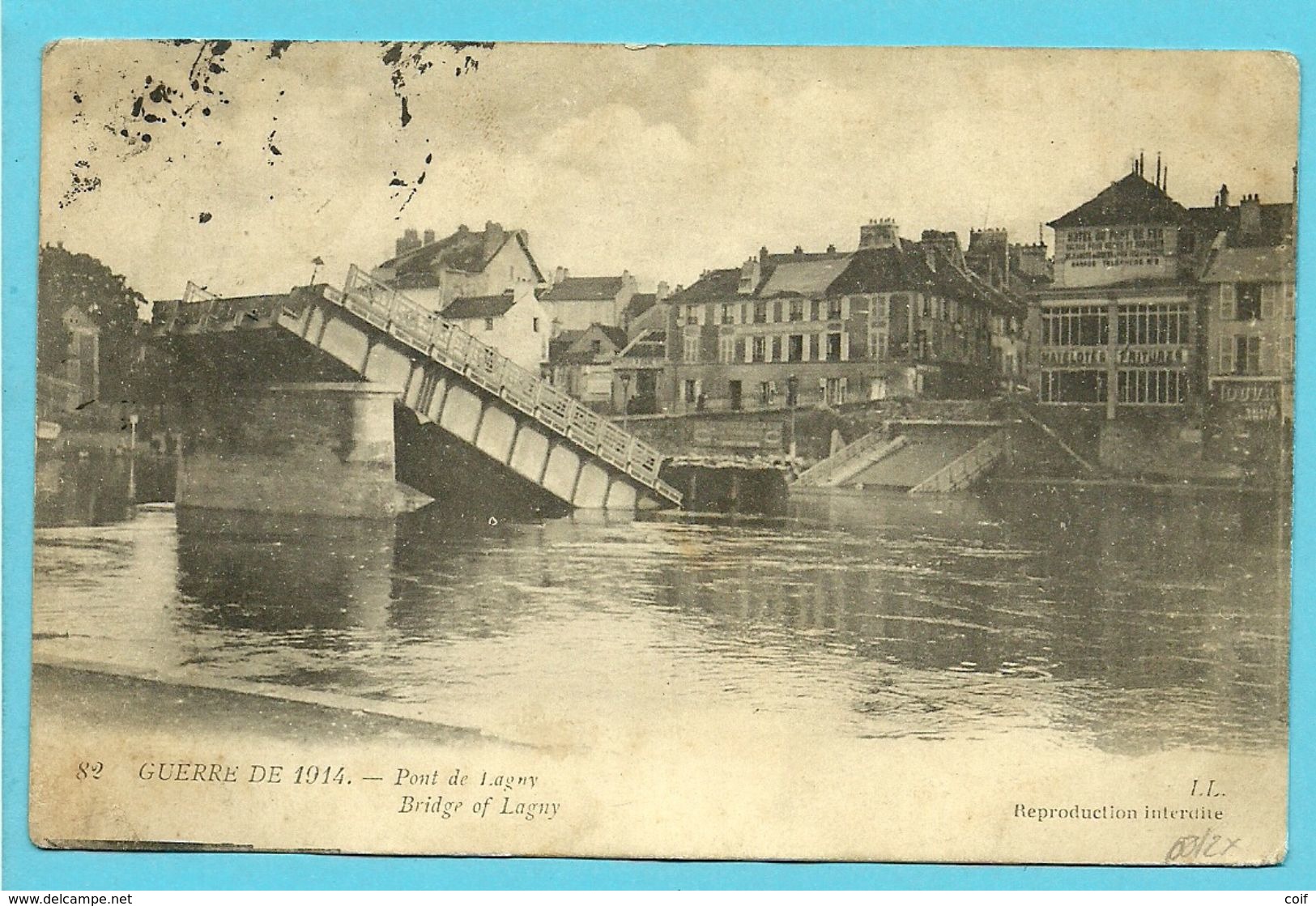 110 Op Kaart (Pont De Lagny) Met Stempel CALAIS Op 29/8/1915 !! - Belgische Armee