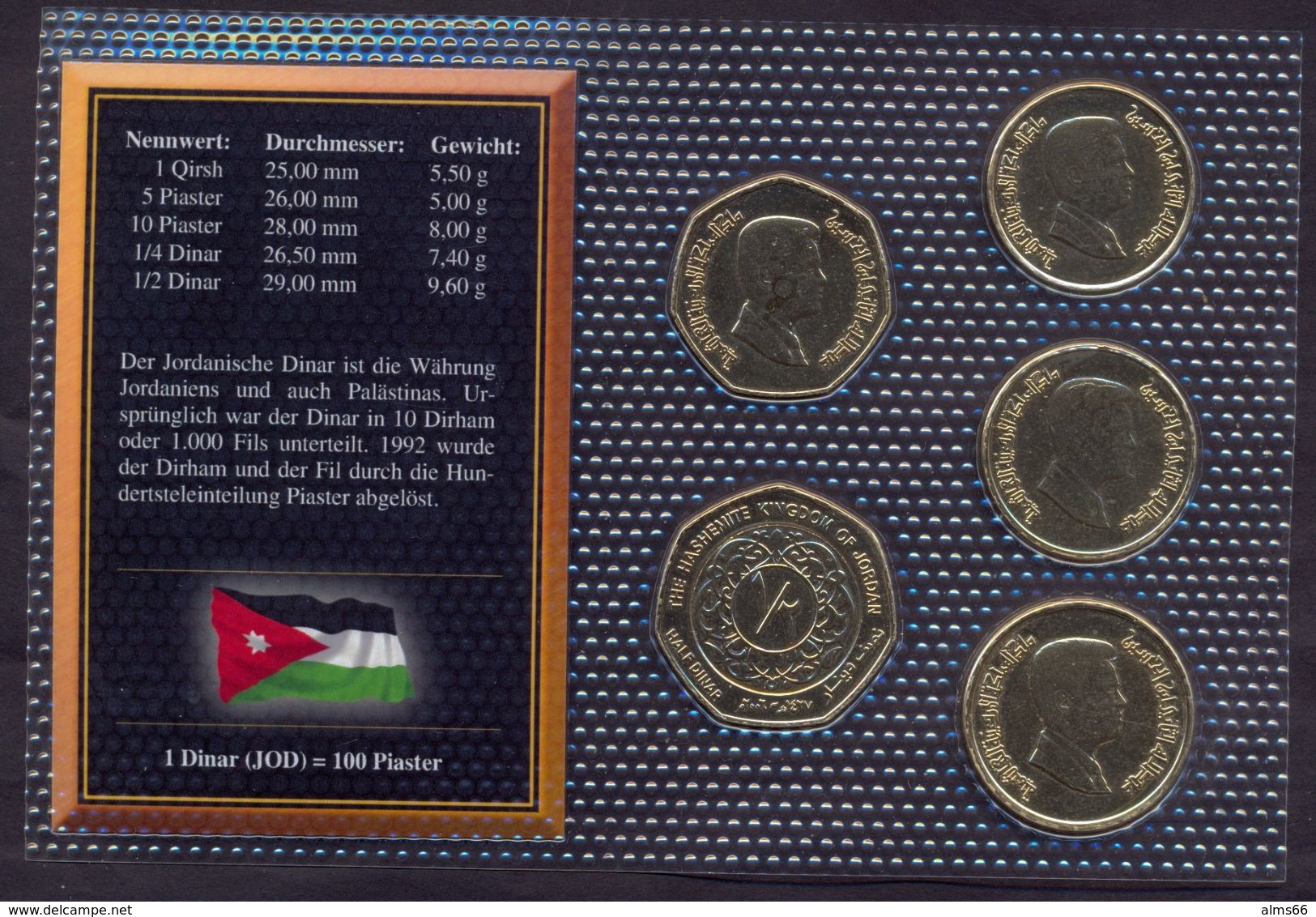 Jordan Coins Set UNC / BU < GOLD Plated > RARE (5 Coins) - Jordan