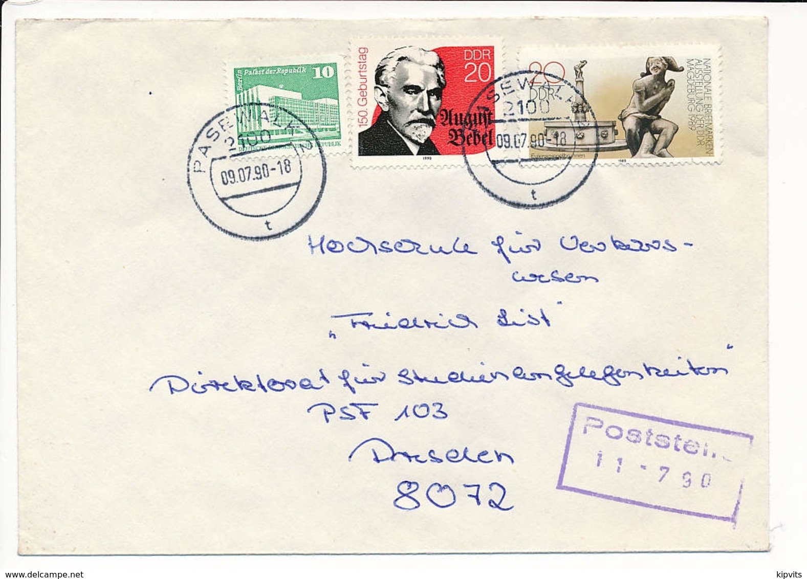 Multiple Stamps Commercial Cover - 9 July 1990 Pasewalk 2 - Briefe U. Dokumente