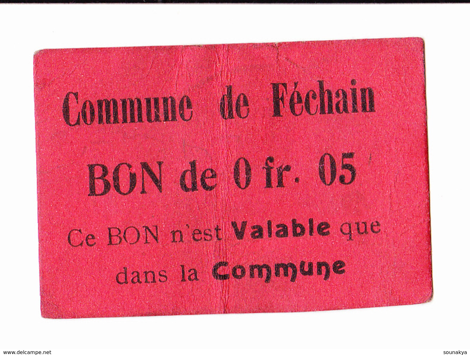 BON De 5C COMMUNE De FECHAIN //14-18 - Bonds & Basic Needs