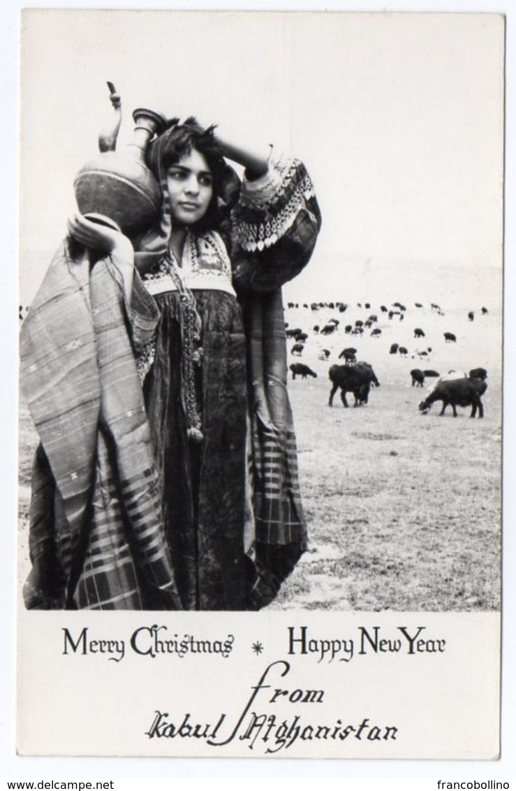 AFGHANISTAN - MERRY CHRISTMAS * HAPPY NEW YEAR FROM KABUL / COSTUMES / YOUNG WOMAN - Altri & Non Classificati