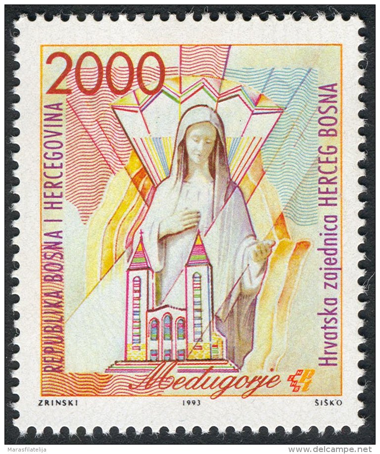 Bosnia Herzegovina, 1993, Croatian Post, (# 1) - Madonna Of Medjugorje - Bosnia And Herzegovina