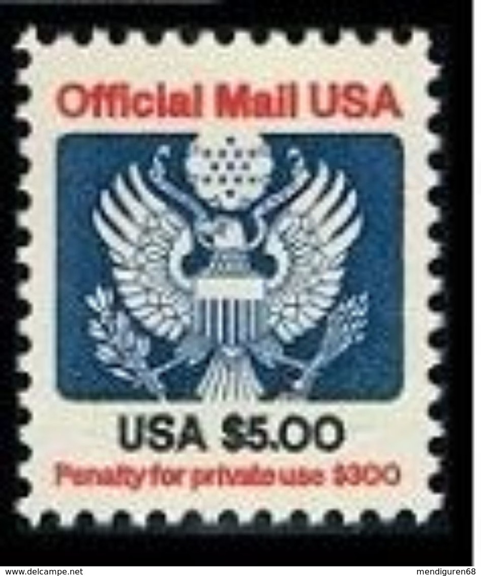 VEREINIGTE STAATEN USA 1983 EAGLE OFFICIAL FACE VALUE $5.00 MNH Sc. #O133 - Stroken En Veelvouden