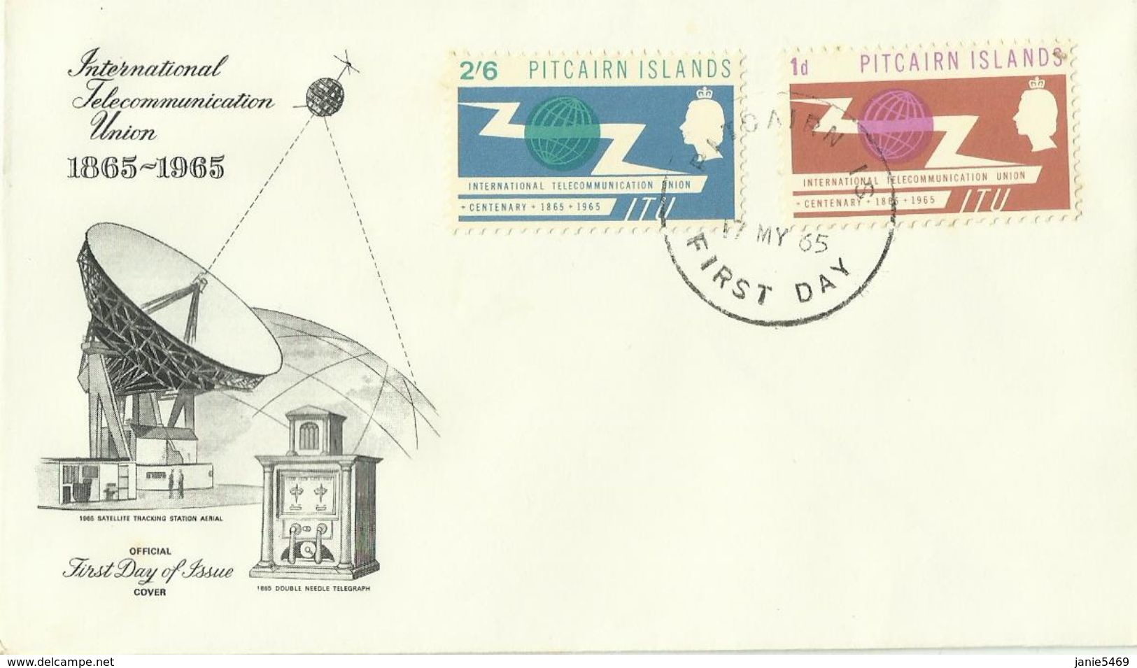 Pitcairn Islands SG 49-50 1965 ITU ,First Day Cover - Pitcairn