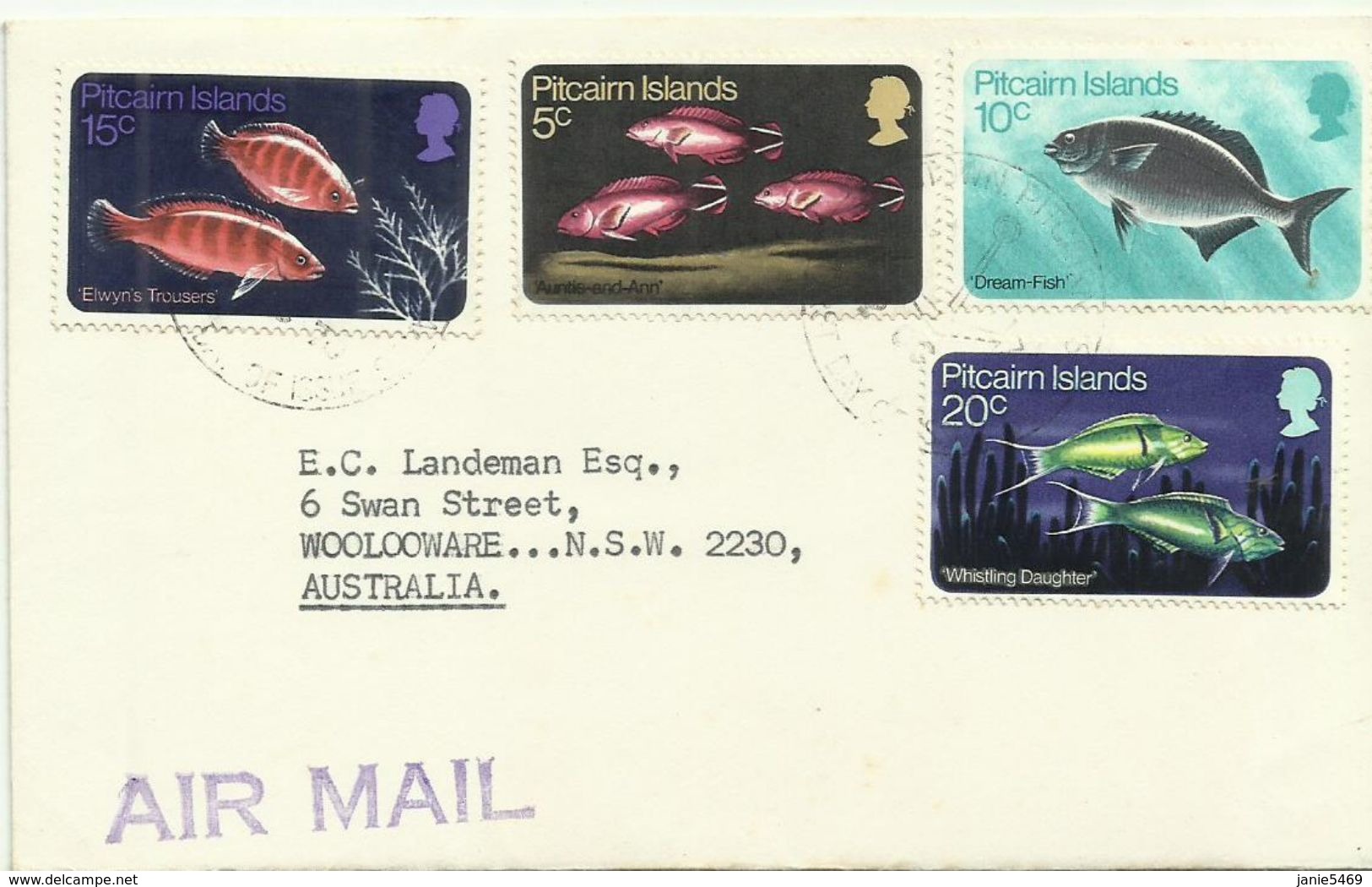 Pitcairn Islands SG 111-114 1970 Fish ,First Day Cover,addressed - Pitcairn