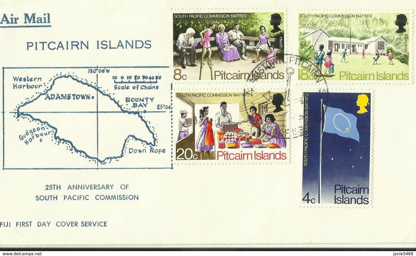 Pitcairn Islands SG 120-123 South Pacific Commission ,First Day Cover - Pitcairn