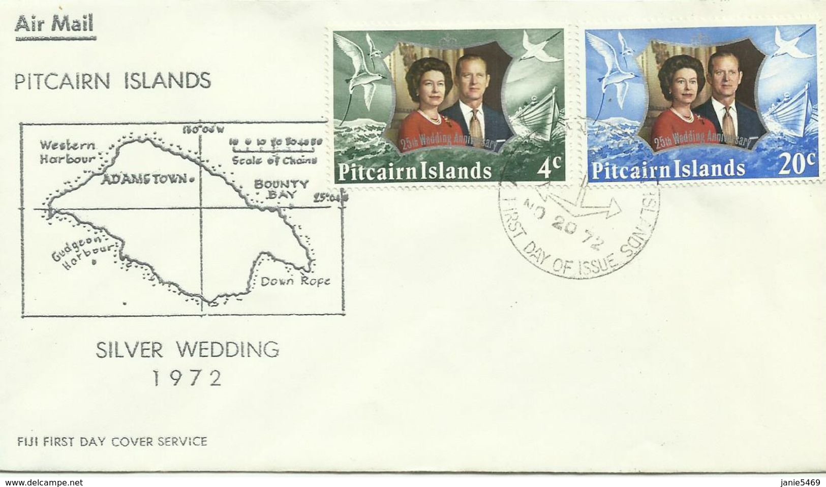 Pitcairn Islands SG 124-125 1972 Royal Wedding ,First Day Cover - Pitcairn