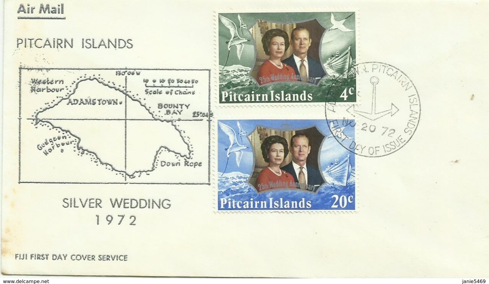 Pitcairn Islands SG 124-125 1972 Royal Wedding ,First Day Cover - Pitcairn