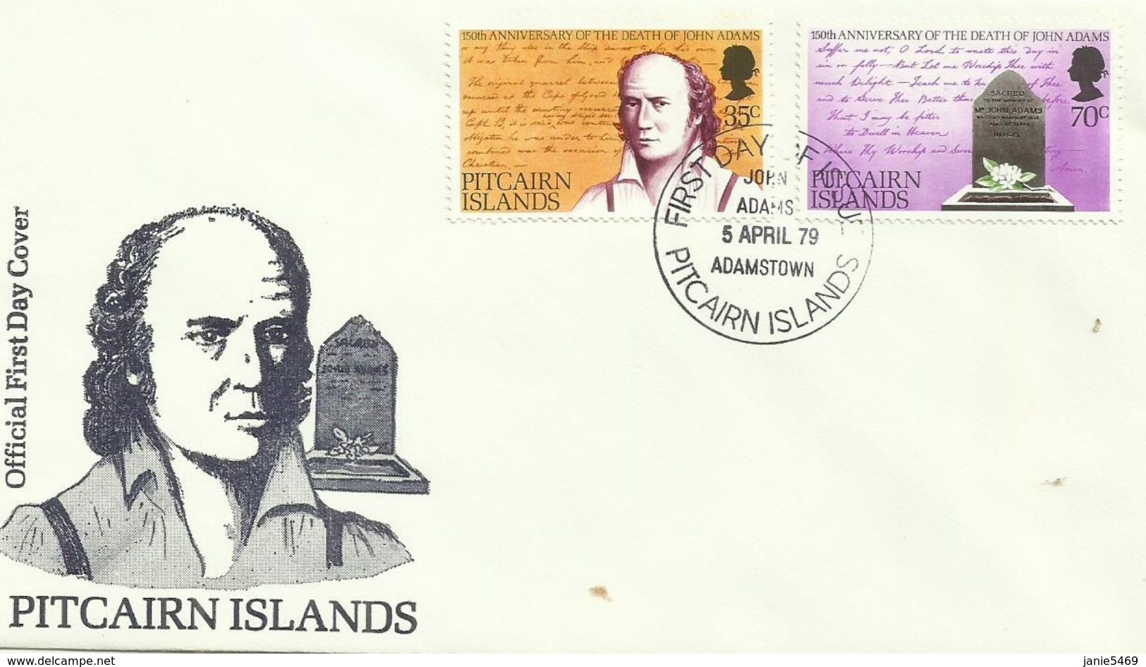 Pitcairn Islands SG 194-195 1979 John Adams  ,First Day Cover - Pitcairn