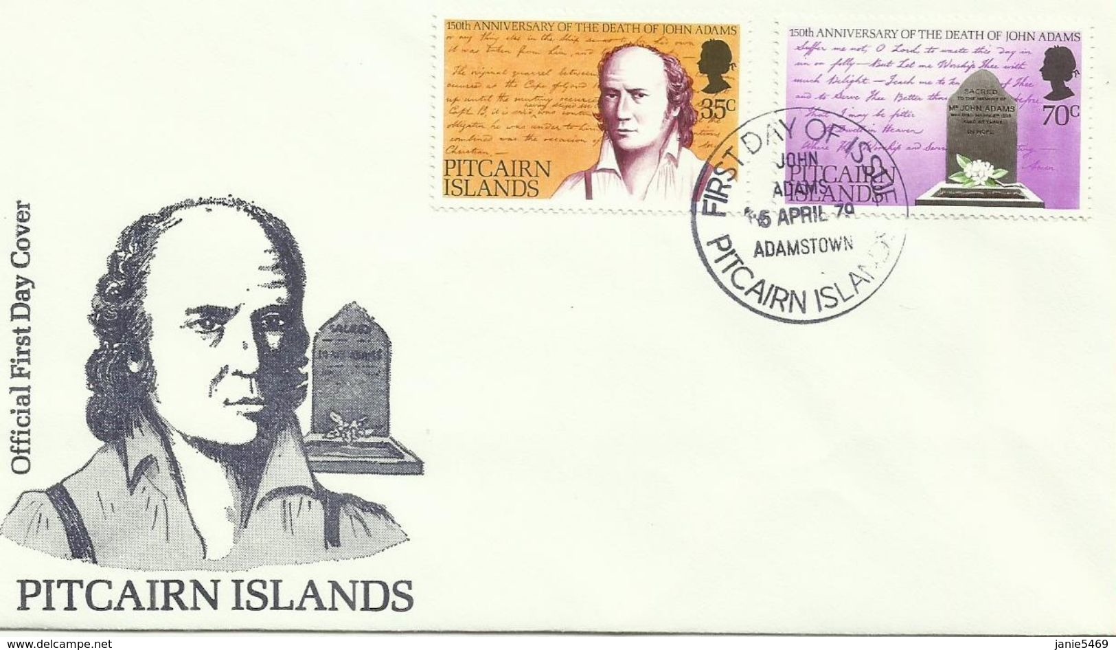 Pitcairn Islands SG 194-195 1979 John Adams  ,First Day Cover - Pitcairn