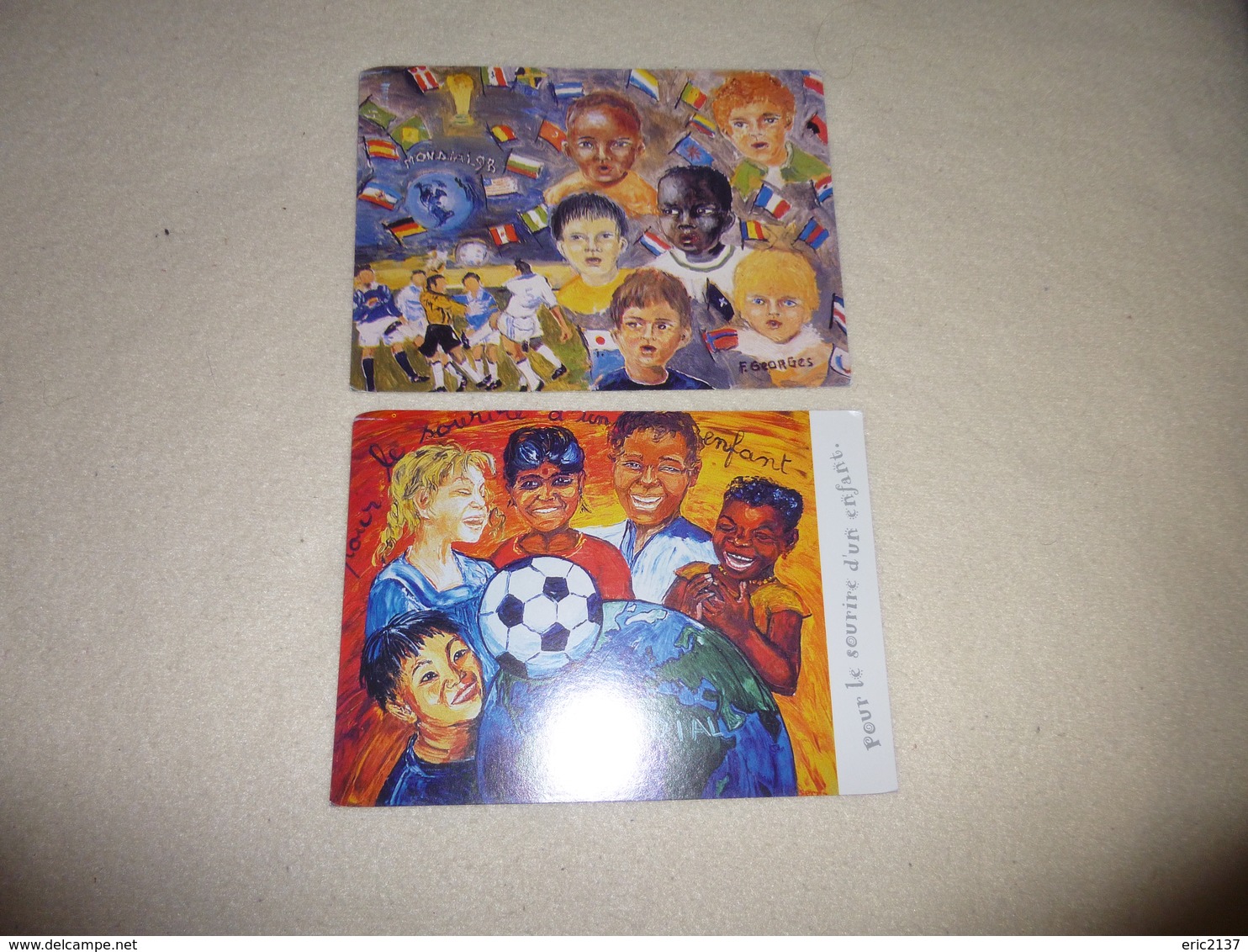 2 CARTES ILLUSTRATION MONDIAL 98 ...POUR LE SECOURS POPULAIRE FRANCAIS - Other & Unclassified