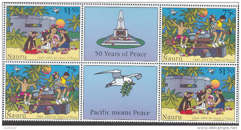 NAURU, 1995  PEACE BOTH GUTTER PAIRS MNH - Nauru