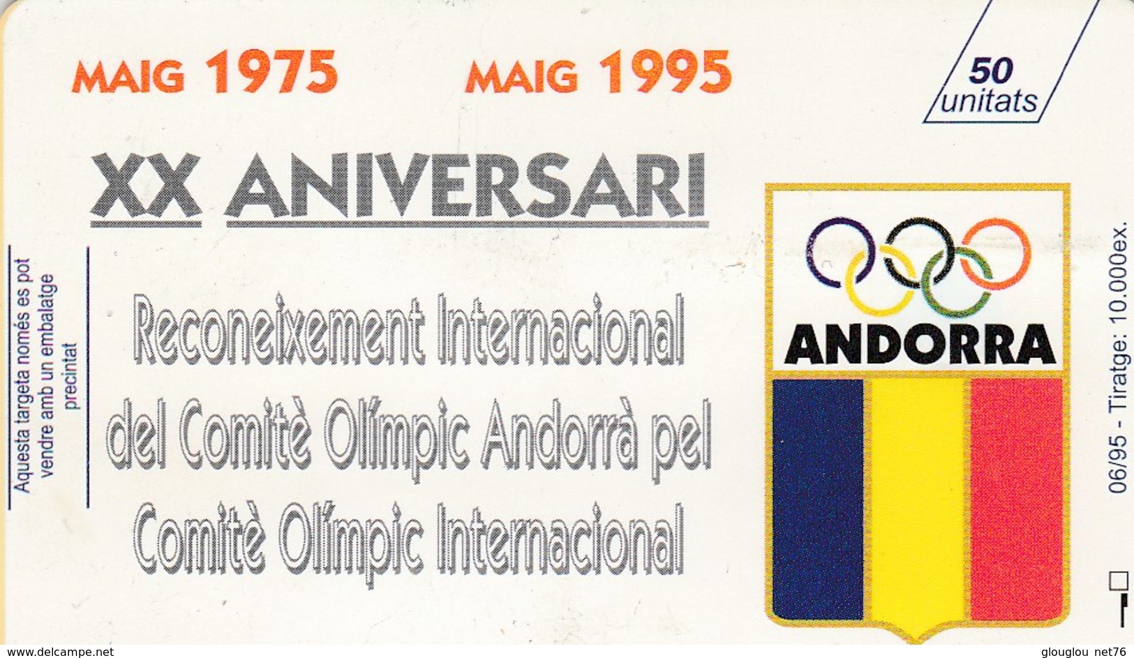 CARTE TELEPHONIQUE ANDORRA  50 UNITATS - Andorra