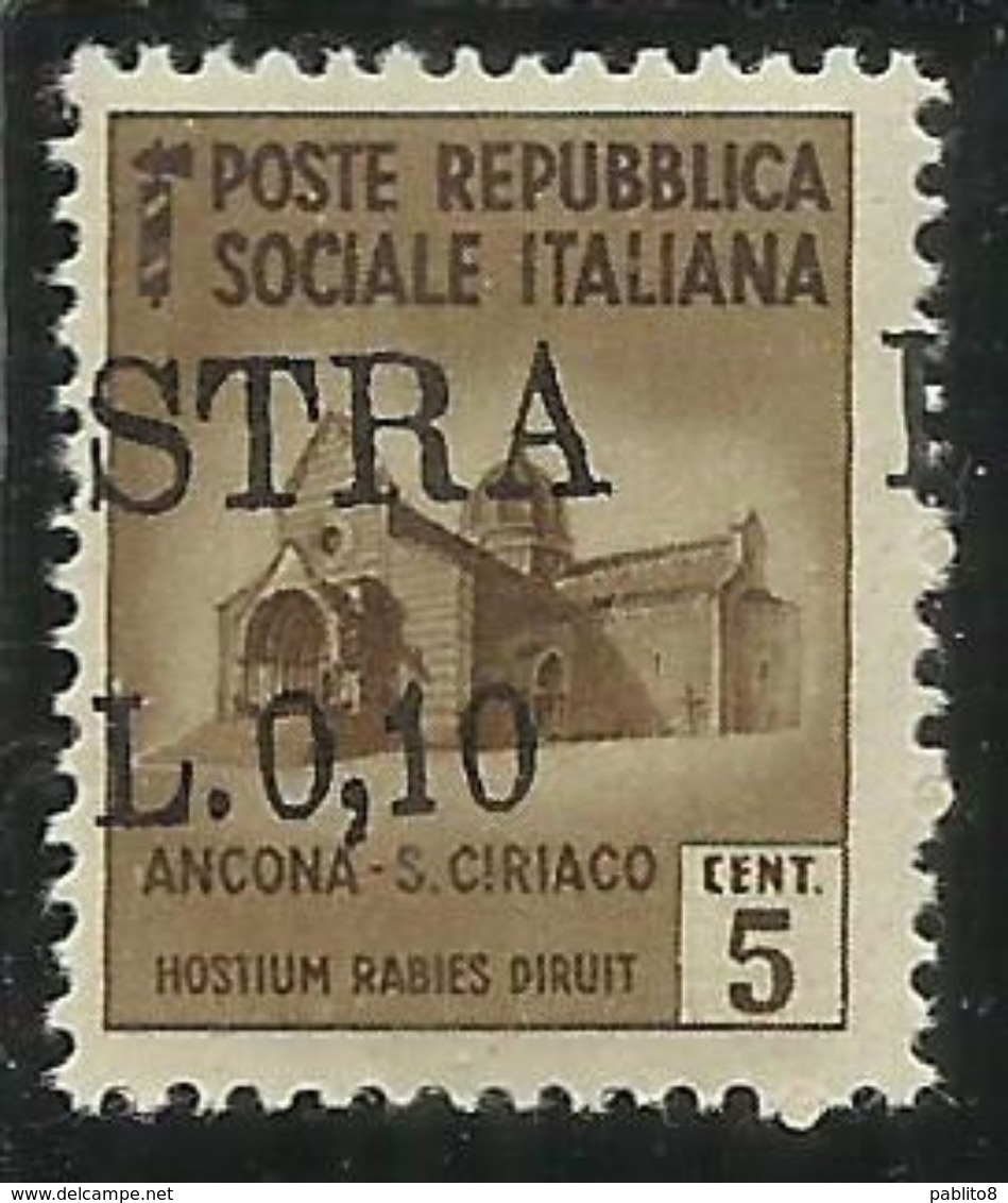 OCCUPAZIONE ISTRIA ISTRA 1945 CENT. 10 SU 5 MNH VARIETA' CON SOPRASTAMPA FORTEMENTE SPOSTATA VARIETY - Yugoslavian Occ.: Fiume