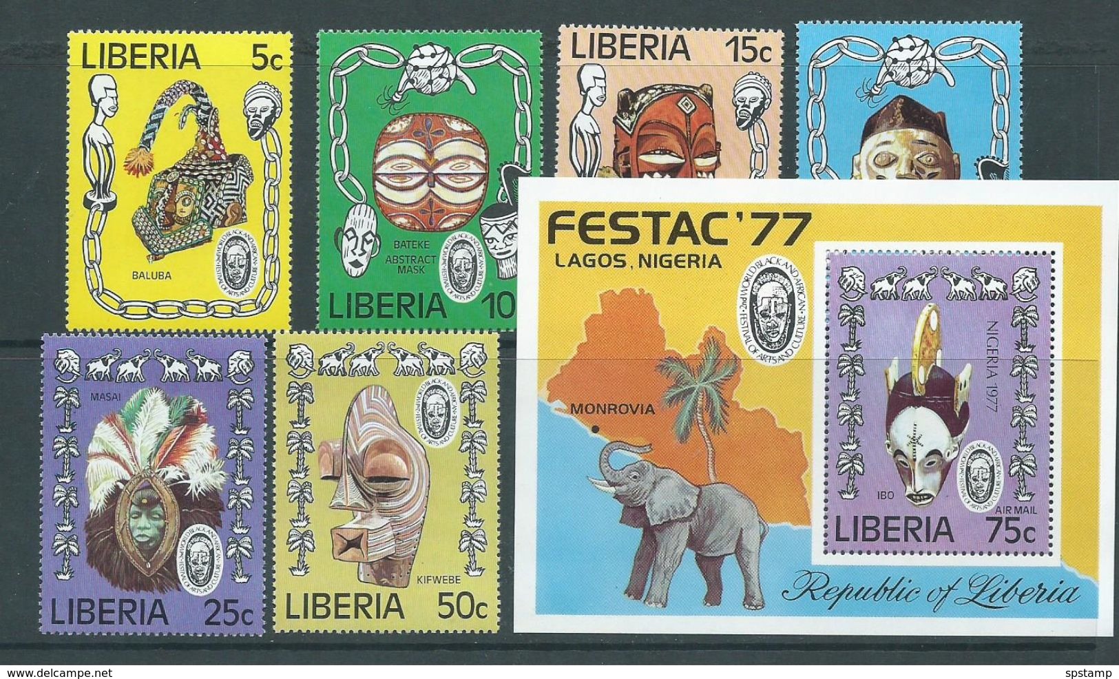 Liberia 1976 Festac Festival Nigeria Set 6 & Miniature Sheet MNH - Liberia