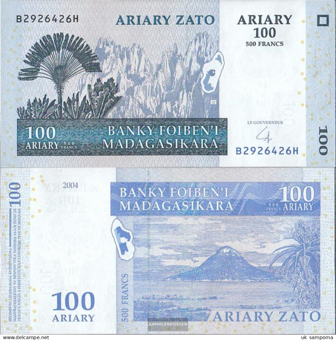 Madagascar Pick-number: 86b Uncirculated 2008 100 Ariary - Madagascar