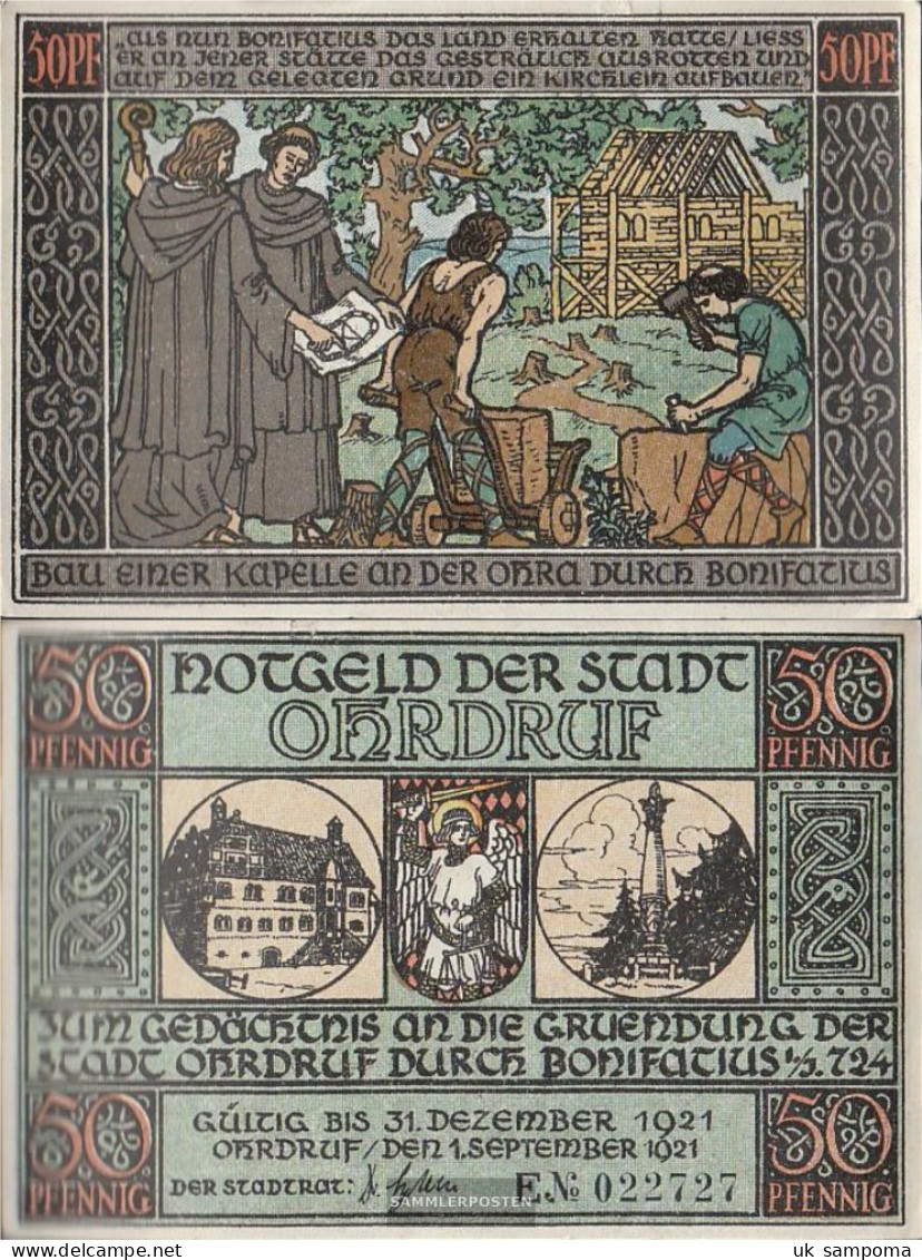 Ohrdruf Notgeld: 1012.4 E Notgeldschein The City Ohrdruf Uncirculated 1921 50 Pfennig Ohrdruf - [11] Local Banknote Issues