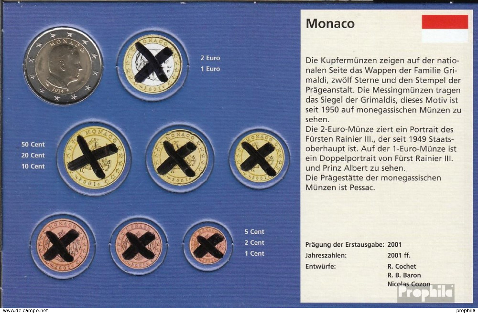 Monaco MON 9 2014 Stgl./unzirkuliert Stgl./unzirkuliert 2014 Kursmünze 2 Euro - Monaco
