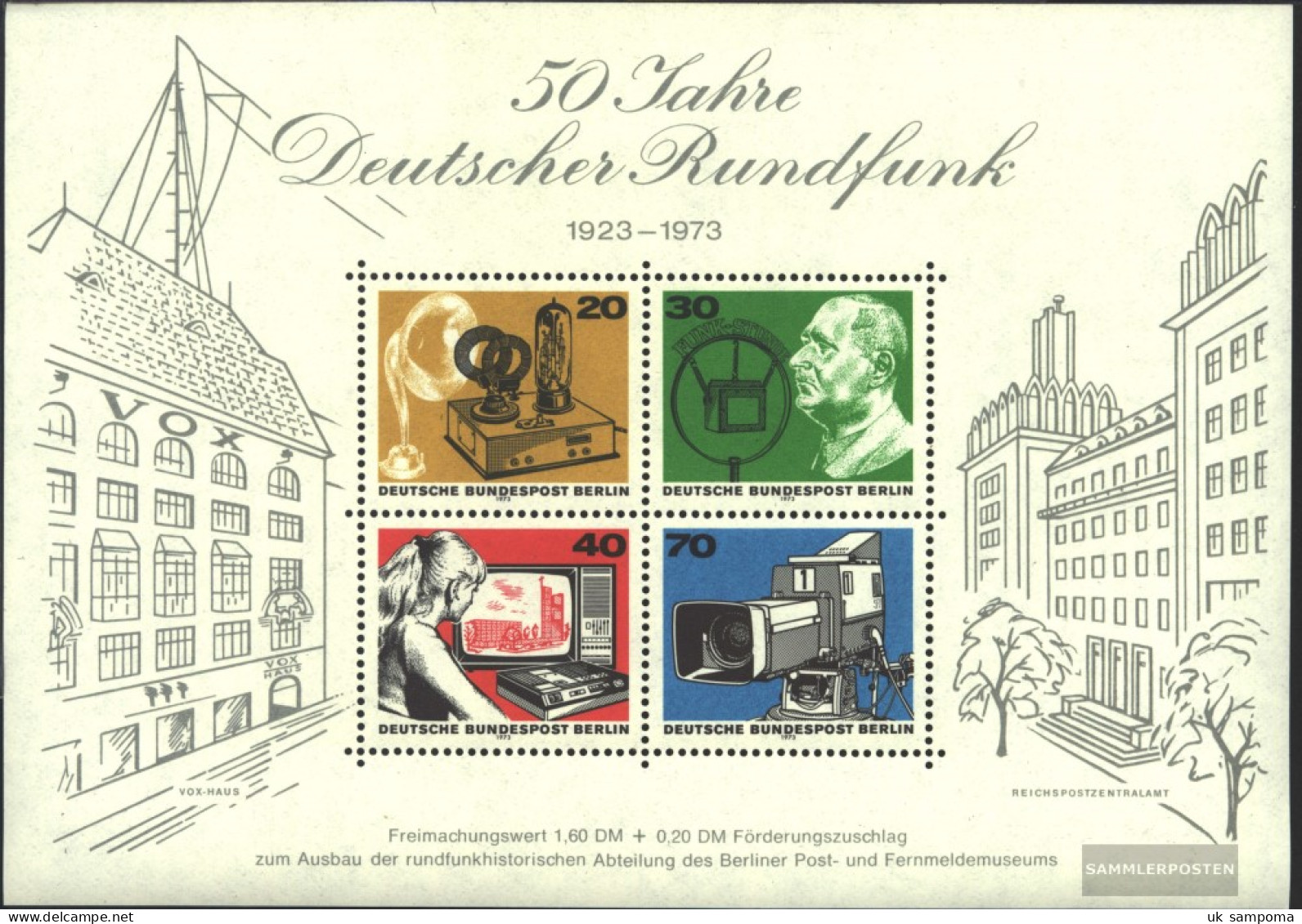 Berlin (West) Block4 (complete.issue) Unmounted Mint / Never Hinged 1973 50 Years Broadcasting - Blocks & Sheetlets