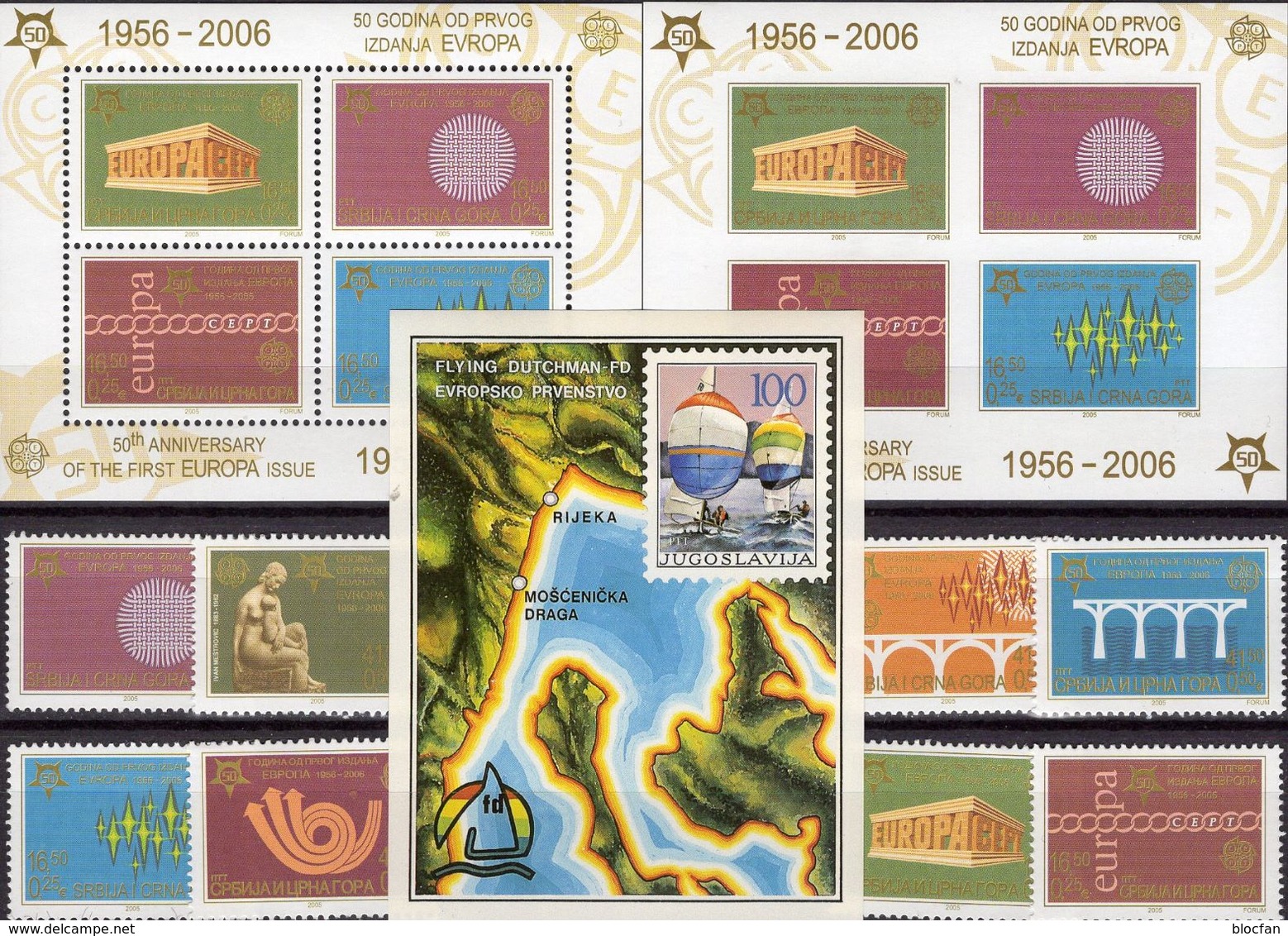 Segel-EM 1986 Jugoslawien/Serbien Bl.28,3257/4,Blocks 59A+B ** 34€ Stamps On Stamp Ss Bloc Sheets Bf 50 Jahre CEPT - Unused Stamps