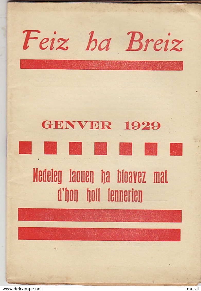 Feiz Ha Breiz. Genver 1929. N° 1. - Riviste & Giornali