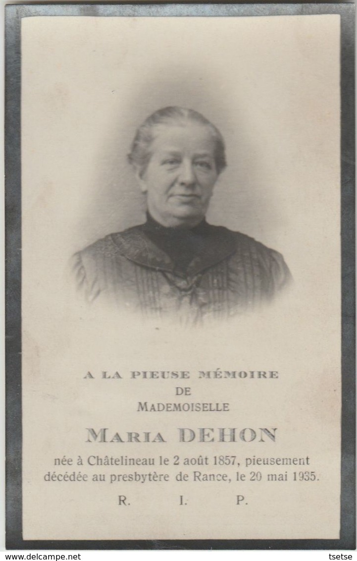 Souvenir Mortuaire Maria Dehon , Née à Châtelineau 1857, Décédée à Rance En 1935 - Images Religieuses